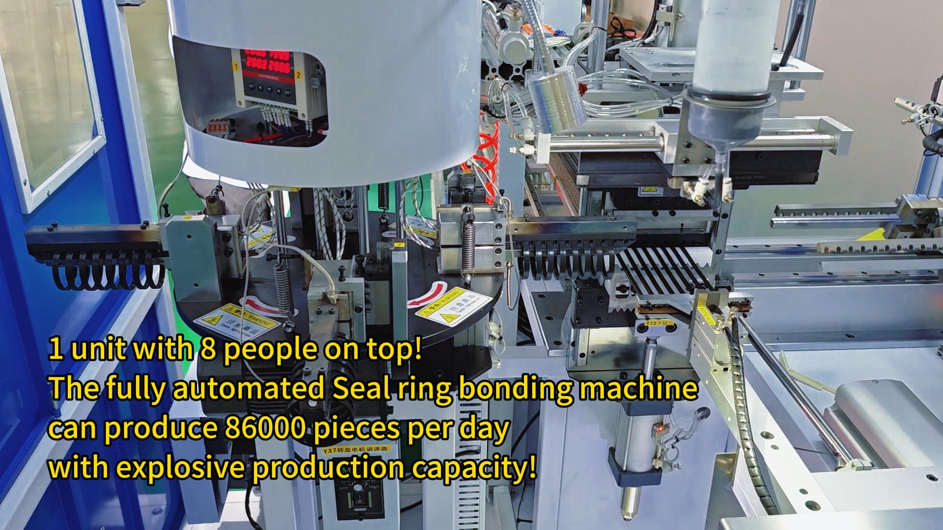 1 unit with 8 people on top! The fully automated Seal ring bonding machine can produce 86000 pieces per day